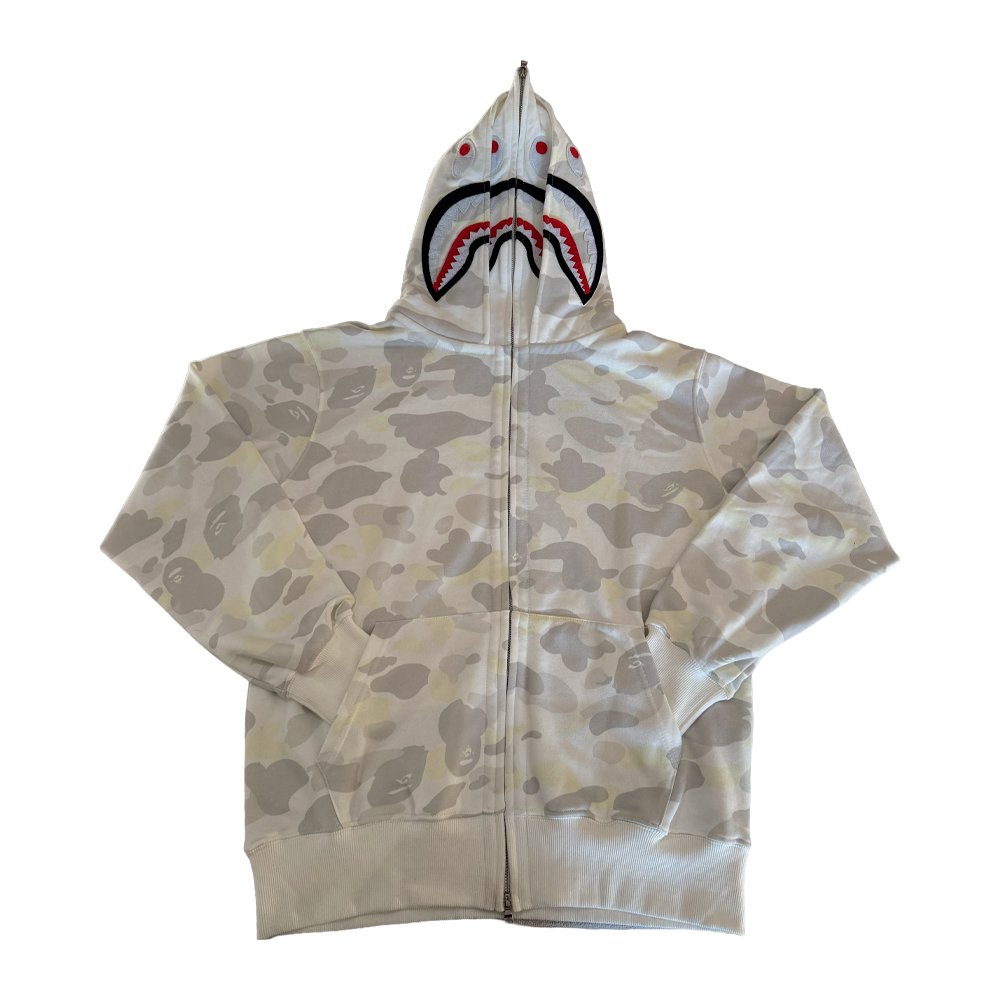 Campera Bape Harajuku Separate Shark Full Zip Blanco