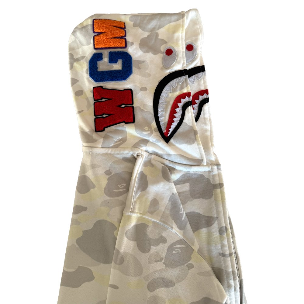 Campera Bape Harajuku Separate Shark Full Zip Blanco - Image 2