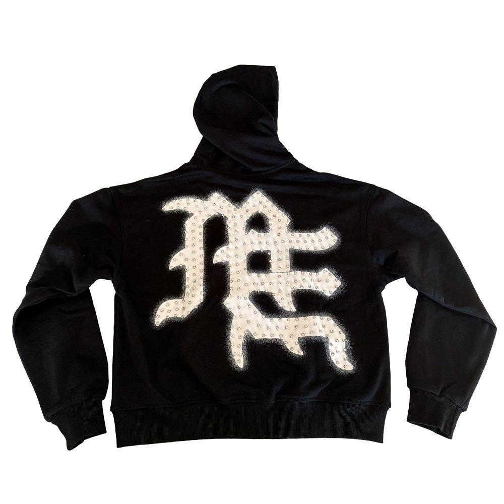 Hoodie Mixed Emotions End Rhinestones Black Zip - Image 2