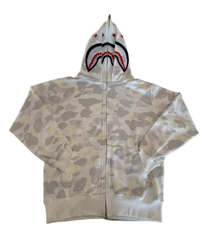 Campera Bape Harajuku Separate Shark Full Zip Blanco